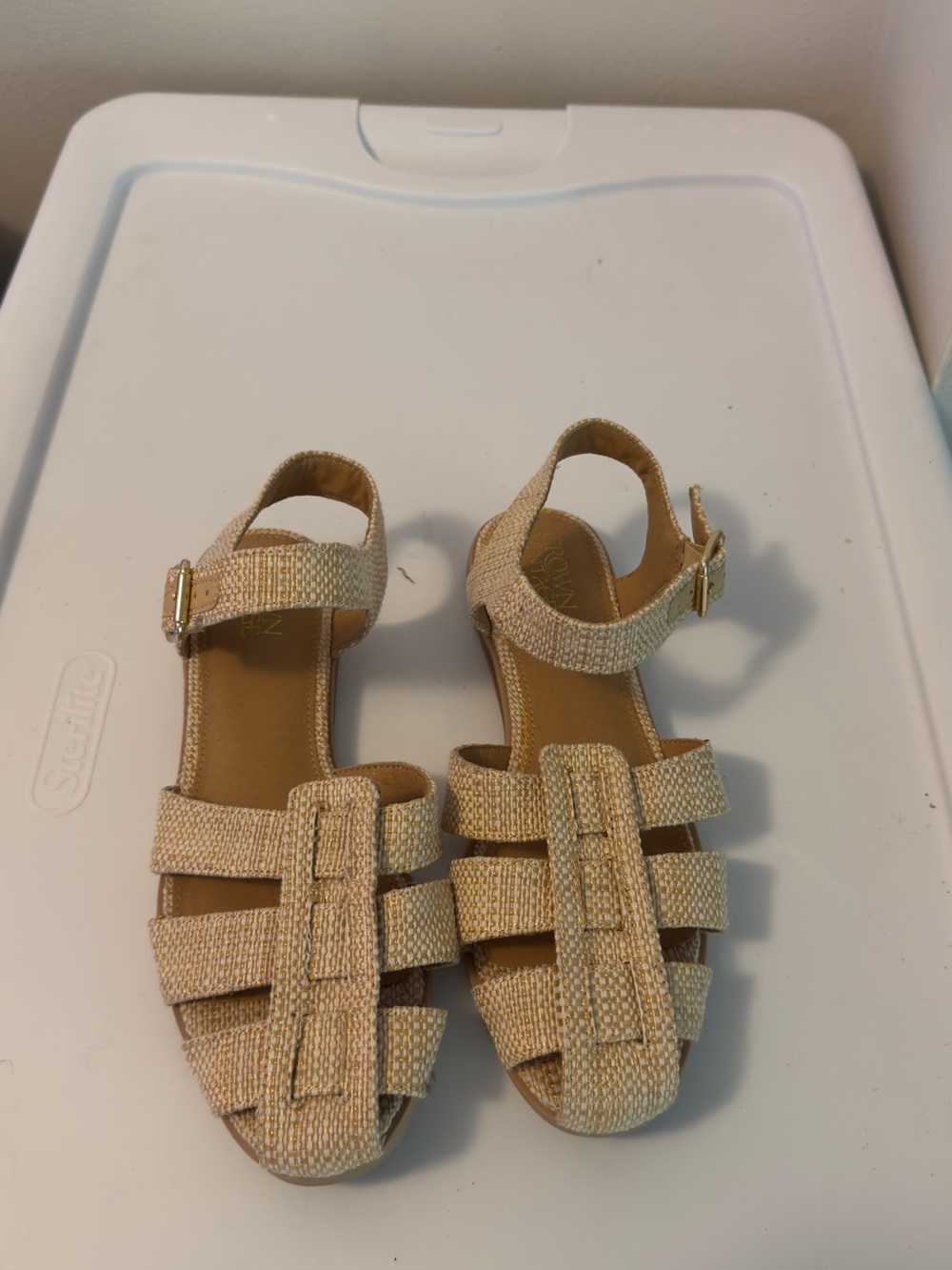 Crown Vintage Beige Woven Strappy Sandals